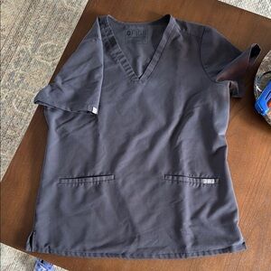 Figs Casma Scrub Top-Charcoal